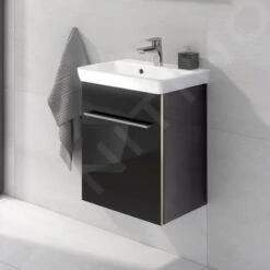 Villeroy & Boch Avento - Wastafelkast, 430x514x352 Mm, 1 Deur, Crystal Black A88701B3 -Duravit || Geberit || Grohe Verkoopwinkel 0360fdd29067cce950349b4a