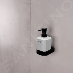 Nimco Nikau - Keramische Zeepdispenser Met Houder, 250 Ml, Wit/mat Zwart NKC 30031K-T-90 -Duravit || Geberit || Grohe Verkoopwinkel 0cf10151850ec57378ef4c5b