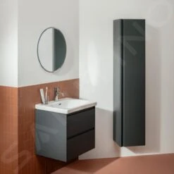 Laufen Lani - Hoge Kast 165x35 Cm, 1 Deur, Scharnieren Rechts, Grijs H4037221122661 -Duravit || Geberit || Grohe Verkoopwinkel 0d96ec4112be13b8137713a0