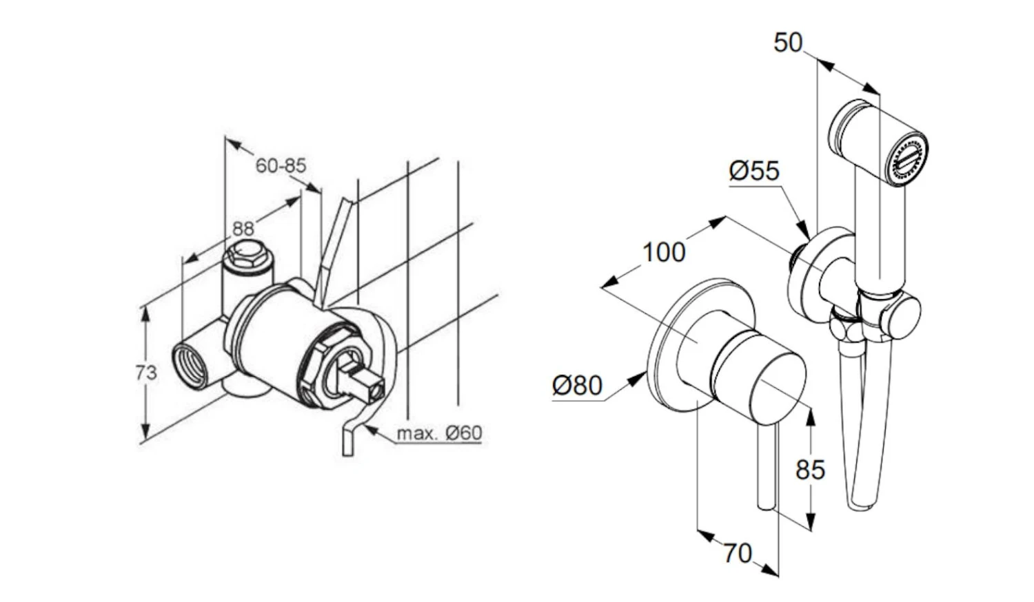Kludi Bozz - Inbouw Bidetkraan Met Bidetdouche, Mat Zwart 389983976 2 Kludi Bozz - Inbouw Bidetkraan Met Bidetdouche, Mat Zwart 389983976 - Afbeelding 2