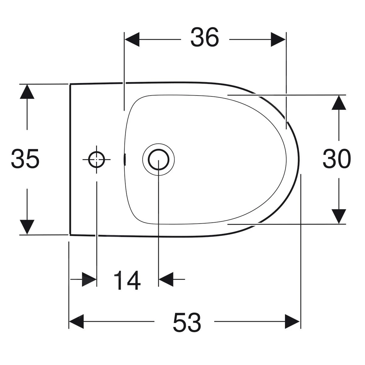 Geberit Selnova - Wandbidet, 530x350 Mm, Wit 500.264.01.1 2 Geberit Selnova - Wandbidet, 530x350 Mm, Wit 500.264.01.1 - Afbeelding 2