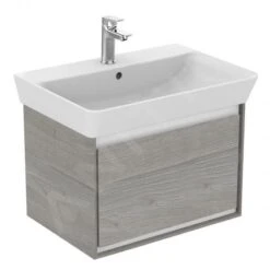 Ideal Standard Connect Air - Wastafelonderkast Cube 650 Mm, 580x409x400 Mm, Decor Eiken Grijs/mat Wit E0847PS
