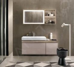 Geberit Citterio - Wastafelonderkast 900 Mm, Met Bijzetplank, Taupe/glanzend Glas/licht Eiken 500.567.JI.1 -Duravit || Geberit || Grohe Verkoopwinkel 1a4ebe801c39836d8ce7f874