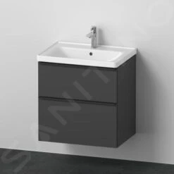 Duravit D-Neo - Wastafelonderkast Met Wastafel, 634x625x452 Mm, 2 Laden, Grafiet Mat DE012004949