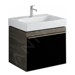 Geberit Citterio - Wastafelonderkast 600 Mm, Glanzend Zwart/eik Grijsbruin 500.556.JJ.1