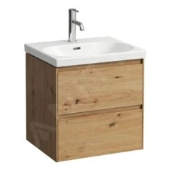 Laufen Lani - Wastafelonderkast, 54x45x52 Cm, 2 Laden, Eiken H4035221122671