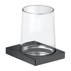 Keuco Edition 11 - Tandenborstelbeker Met Houder, Glas/zwart Chroom Geborsteld 11150139000