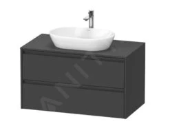 Duravit Ketho.2 - Wastafelonderkast Met Uitsparing 568x1000x550 Mm, 2 Laden, Grafiet Mat K24896049490000