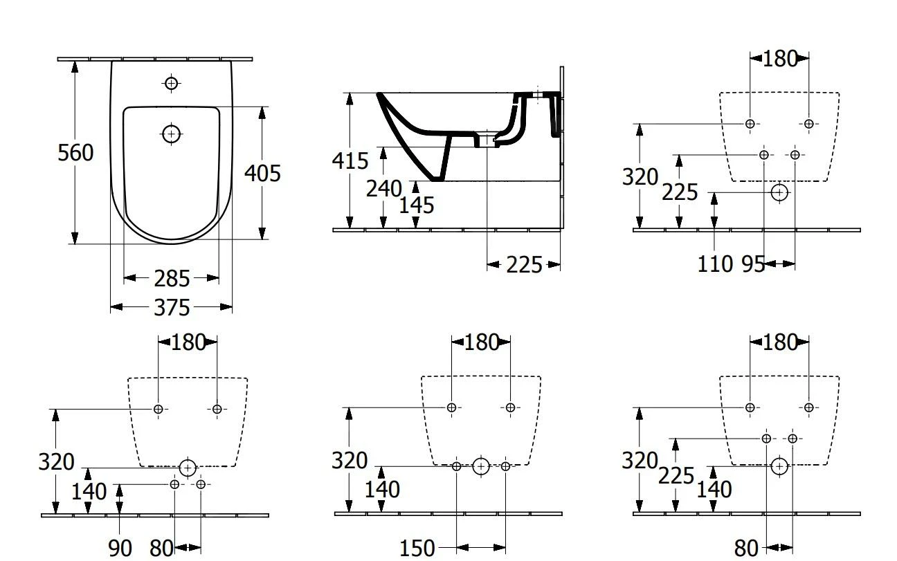Villeroy & Boch Subway 3.0 - Hangend Bidet 560x375 Mm, Met Overloop, Met Kraangat, CeramicPlus, Stone White 447000RW 2 Villeroy & Boch Subway 3.0 - Hangend Bidet 560x375 Mm, Met Overloop, Met Kraangat, CeramicPlus, Stone White 447000RW - Afbeelding 2