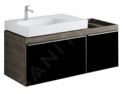 Geberit Citterio - Wastafelonderkast 750 Mm, Met Bijzetplank, Glanzend Zwart/eik Grijsbruin 500.562.JJ.1