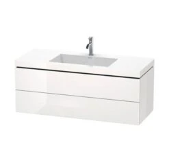 Duravit L-Cube - Wastafelonderkast Met Wastafel 500x1200x480 Mm, 2 Laden, Wit Hoogglans LC6929O2222