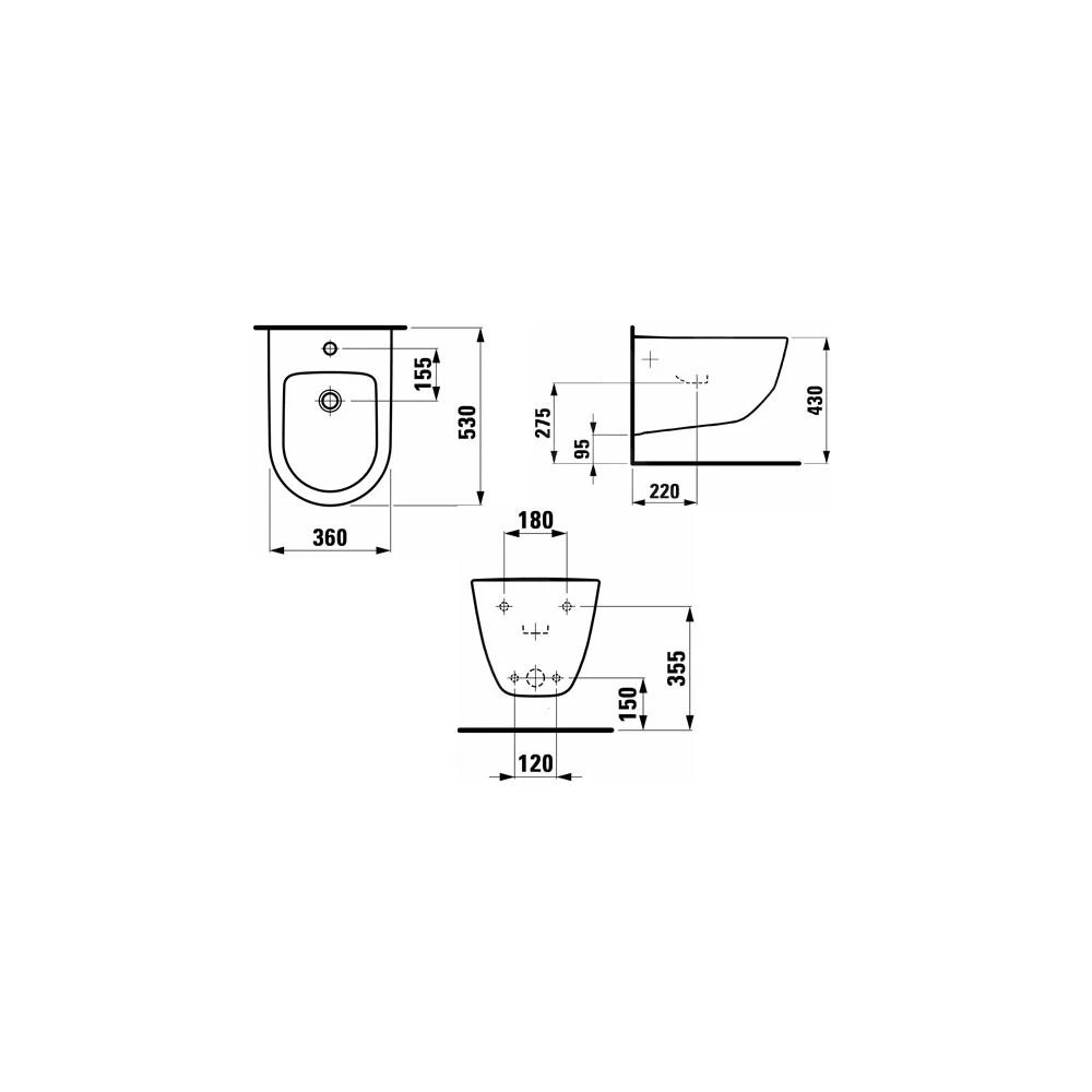 Laufen Pro - Hangend Bidet, 530x360 Mm, Met Kraangat, Wit H8309520003021 2 Laufen Pro - Hangend Bidet, 530x360 Mm, Met Kraangat, Wit H8309520003021 - Afbeelding 2