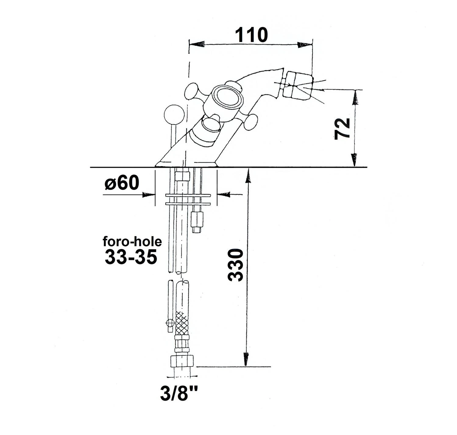 Sapho Reitano Rubinetteria Antea - Bidetkraan Met Waste, Chroom 3181 2 Sapho Reitano Rubinetteria Antea - Bidetkraan Met Waste, Chroom 3181 - Afbeelding 2