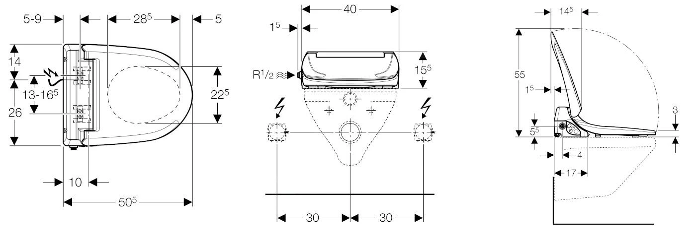 Geberit AquaClean - Elektronische Bidetbril, SoftClose, Alpine Wit 146.130.11.2 2 Geberit AquaClean - Elektronische Bidetbril, SoftClose, Alpine Wit 146.130.11.2 - Afbeelding 2