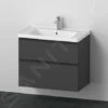 Duravit D-Neo - Wastafelonderkast Met Wastafel, 800x650x480 Mm, 2 Laden, Grafiet Mat DE012104949