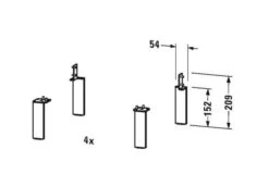 Duravit Toebehoren - Steunpoten, 4st, Chroom UV999400000