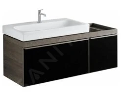 Geberit Citterio - Wastafelonderkast 900 Mm, Met Bijzetplank, Glanzend Zwart/eik Grijsbruin 500.567.JJ.1
