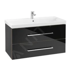 Villeroy & Boch Avento - Wastafelkast, 980x514x452 Mm, 2 Laden, Crystal Black A89200B3