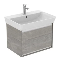 Ideal Standard Connect Air - Wastafelonderkast Cube 600 Mm, 530x409x400 Mm, Decor Eiken Grijs/mat Wit E0846PS