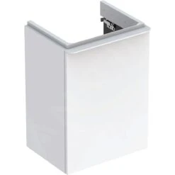 Geberit Smyle Square - Wastafelkast, 442x356x617 Mm, 1 Deur, Scharnieren Links, Glanzend Wit/mat Wit 500.351.00.1
