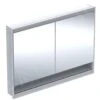 Geberit ONE - Spiegelkast Met LED-verlichting, 1200x900x150 Mm, 2 Deuren, Met Nis, Inbouw, Aluminium 505.825.00.1