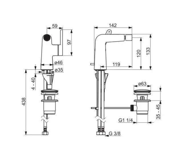 Hansa Designo - Bidetkraan Met Waste, Chroom 51983283 2 Hansa Designo - Bidetkraan Met Waste, Chroom 51983283 - Afbeelding 2
