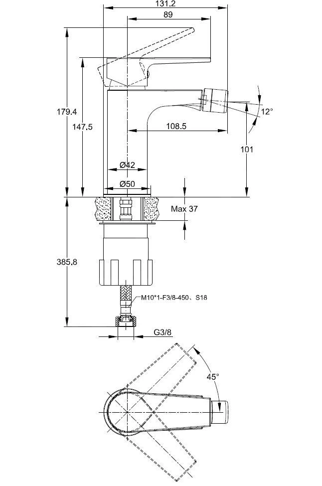 Kielle Harmonia - Bidetkraan, Chroom 10423100 2 Kielle Harmonia - Bidetkraan, Chroom 10423100 - Afbeelding 2