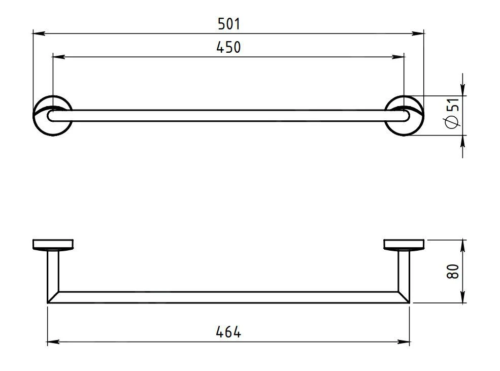 Novaservis Metalia 11 - Handdoekhouder 500 Mm, Chroom 0127,0 2 Novaservis Metalia 11 - Handdoekhouder 500 Mm, Chroom 0127,0 - Afbeelding 2