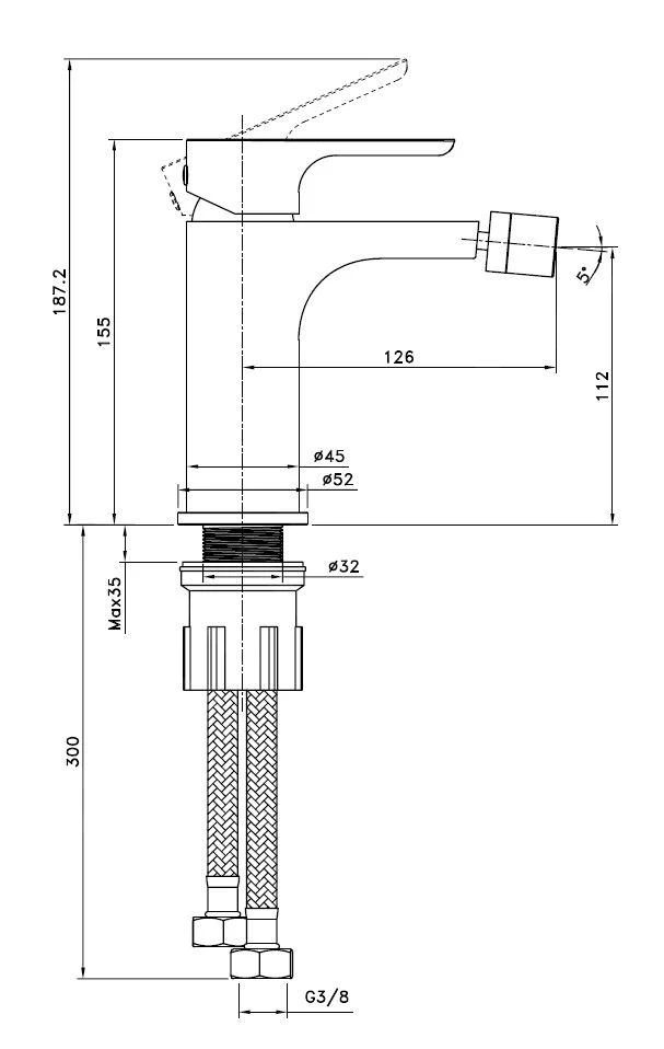 Kielle Vega - Bidetkraan, Mat Zwart 10418104 2 Kielle Vega - Bidetkraan, Mat Zwart 10418104 - Afbeelding 2