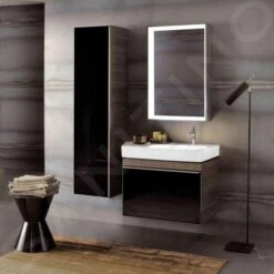 Geberit Citterio - Wastafelonderkast 750 Mm, Glanzend Zwart/eik Grijsbruin 500.557.JJ.1 -Duravit || Geberit || Grohe Verkoopwinkel 6ef67d95dae3a7dc98b48efb