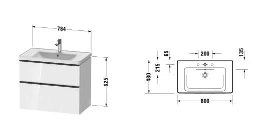 Duravit D-Neo - Wastafelonderkast Met Wastafel, 800x650x480 Mm, 2 Laden, Grafiet Mat DE012104949 2 Duravit D-Neo - Wastafelonderkast Met Wastafel, 800x650x480 Mm, 2 Laden, Grafiet Mat DE012104949 - Afbeelding 2