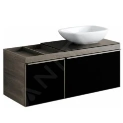 Geberit Citterio - Wastafelonderkast 560 Mm Voor Waskom, Met Bijzetplank, Glanzend Zwart/eik Grijsbruin 500.565.JJ.1