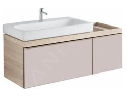 Geberit Citterio - Wastafelonderkast 900 Mm, Met Bijzetplank, Taupe/glanzend Glas/licht Eiken 500.567.JI.1