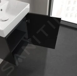 Villeroy & Boch Collaro - Wastafelkast, 410x546x344 Mm, 1 Deur, Scharnieren Rechts, Mat Zwart C00501PD -Duravit || Geberit || Grohe Verkoopwinkel 7c6134de59cd0f06dffbca90