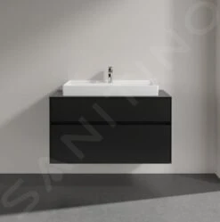 Villeroy & Boch Collaro - Wastafelkast, 1000x548x500 Mm, 2 Laden, Mat Zwart C02000PD -Duravit || Geberit || Grohe Verkoopwinkel 8e2b191e9041d117033adb7d