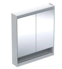 Geberit ONE - Spiegelkast Met LED-verlichting, 750x900x150 Mm, 2 Deuren, Met Nis, Aluminium 505.832.00.1