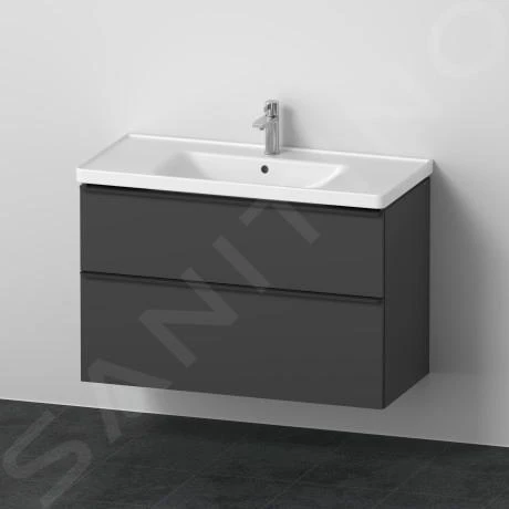 Duravit D-Neo - Wastafelonderkast Met Wastafel, 1005x775x480 Mm, 2 Laden, Grafiet Mat DE012204949 1 Duravit D-Neo - Wastafelonderkast Met Wastafel, 1005x775x480 Mm, 2 Laden, Grafiet Mat DE012204949