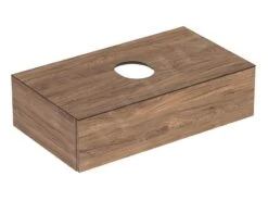 Geberit VariForm - Wastafelonderkast, 900x510x235 Mm, Met één Schuiflade, Aflegvlak En Sifon, Notenhout 501.168.00.1