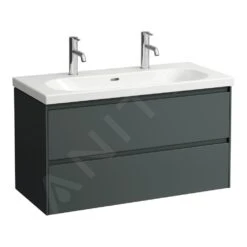 Laufen Lani - Wastafelonderkast, 98x45x52 Cm, 2 Laden, Grijs H4035621122661