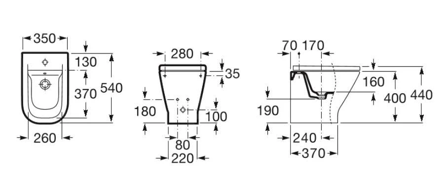 Roca The Gap - Staande Bidet, Met Overloop, Kraangat, Wit A357477000 2 Roca The Gap - Staande Bidet, Met Overloop, Kraangat, Wit A357477000 - Afbeelding 2