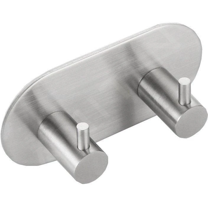 Sapho Accessoires - Zelfklevende Dubbele Haak, Rond, Geborsteld RVS 32202 1 Sapho Accessoires - Zelfklevende Dubbele Haak, Rond, Geborsteld RVS 32202