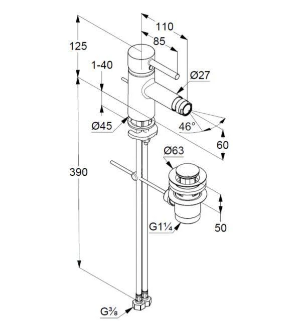 Kludi Bozz - Bidetkraan Met Afvoergarnituur, Mat Zwart 385333976 2 Kludi Bozz - Bidetkraan Met Afvoergarnituur, Mat Zwart 385333976 - Afbeelding 2