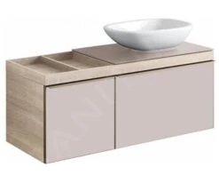 Geberit Citterio - Wastafelonderkast 560 Mm Voor Waskom, Met Bijzetplank, Glanzend Grijsbruin/eik Beige 500.565.JI.1