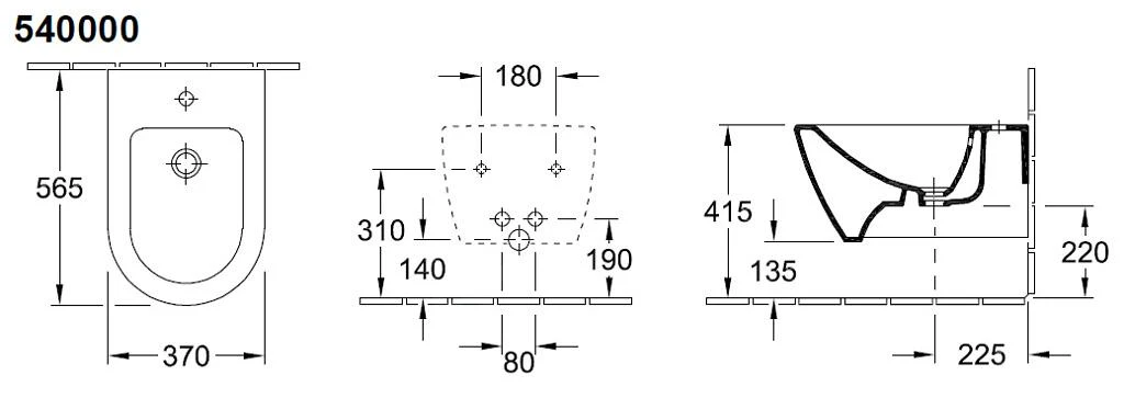 Villeroy & Boch Subway 2.0 - Wandbidet, 375x565 Mm, Met Ceramicplus, Alpine Wit 540000R1 2 Villeroy & Boch Subway 2.0 - Wandbidet, 375x565 Mm, Met Ceramicplus, Alpine Wit 540000R1 - Afbeelding 2
