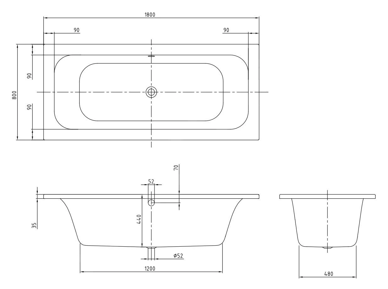 Villeroy & Boch Loop&Friends - Bad 1800x800 Mm, Wit UBA180LFS2V-01 2 Villeroy & Boch Loop&Friends - Bad 1800x800 Mm, Wit UBA180LFS2V-01 - Afbeelding 2
