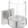 Grohe QuickFix Start Cube - Beker Met Houder, Voor Tandenborstel En Tandpasta, Glas/supersteel 41097DC0