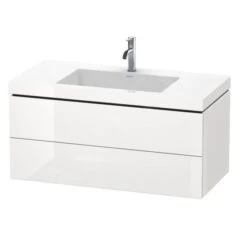 Duravit L-Cube - Wastafelonderkast Met Wastafel 500x1000x480 Mm, 2 Laden, Wit Hoogglans LC6928O2222