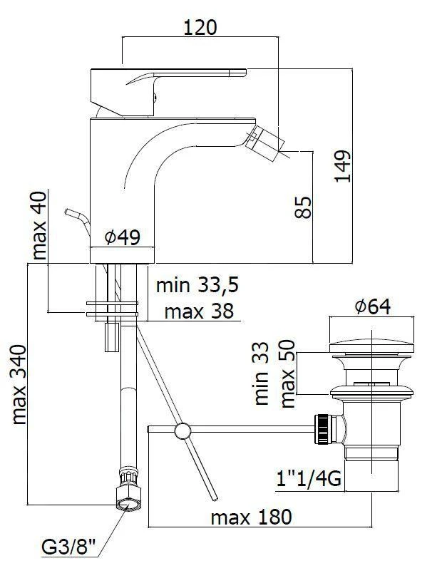 Paffoni Green - Bidetkraan Met Waste, Chroom GR135CR 2 Paffoni Green - Bidetkraan Met Waste, Chroom GR135CR - Afbeelding 2
