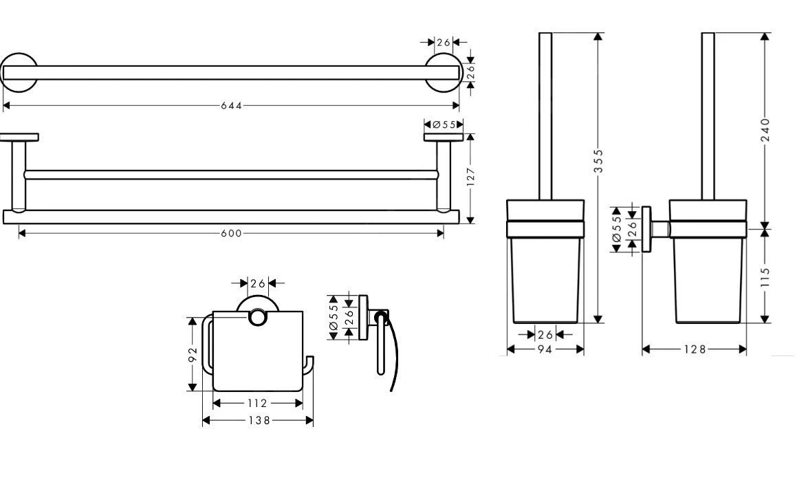 Hansgrohe Logis Universal - Accessoireset, Chroom 41727000 2 Hansgrohe Logis Universal - Accessoireset, Chroom 41727000 - Afbeelding 2