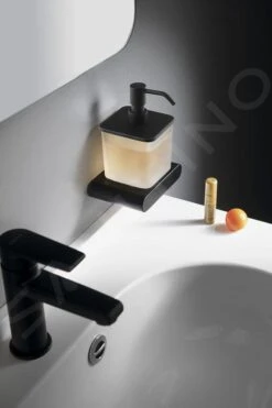 Sapho Flori - Zeepdispenser Met Houder, Melkglas/mat Zwart, Chroom RF019/15 -Duravit || Geberit || Grohe Verkoopwinkel b52603c8f102da06df18fb55